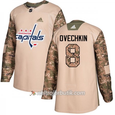 Män Ishockey Washington Capitals Tröja Alex Ovechkin 8 Adidas 2017-2018 Camo Veterans Day Practice Authentic